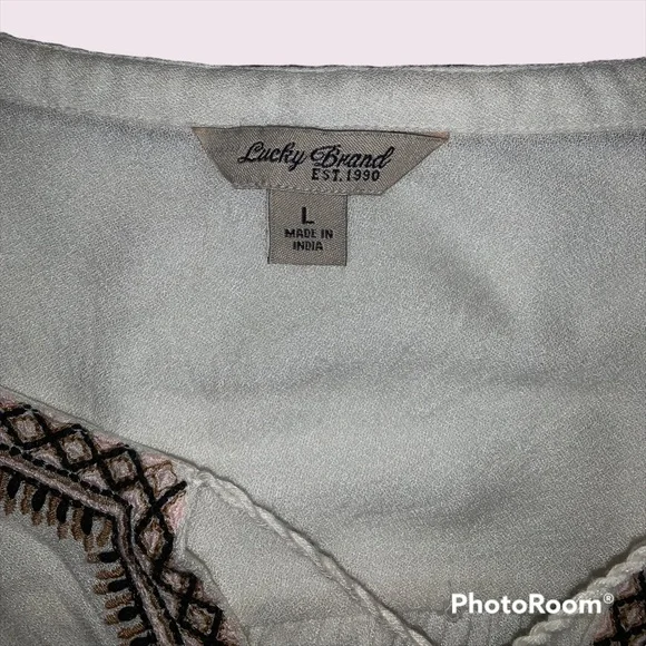 Lucky Brand off white boho top size Large - Picture 4 of 4
